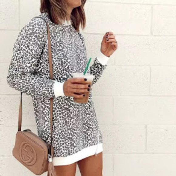 Sweaters - Leopard Side Zip Sweater Dress